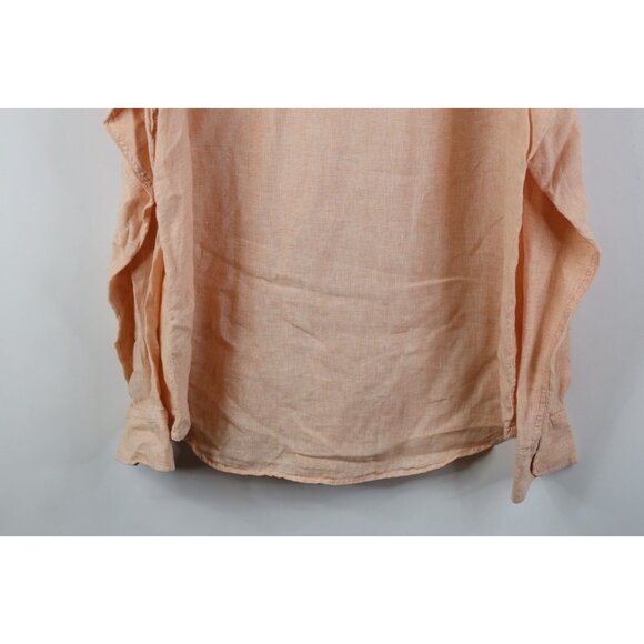 Banana Republic Mens XL Camden Fit Linen Knit Collared Button Down Shirt Orange - Picture 13 of 13